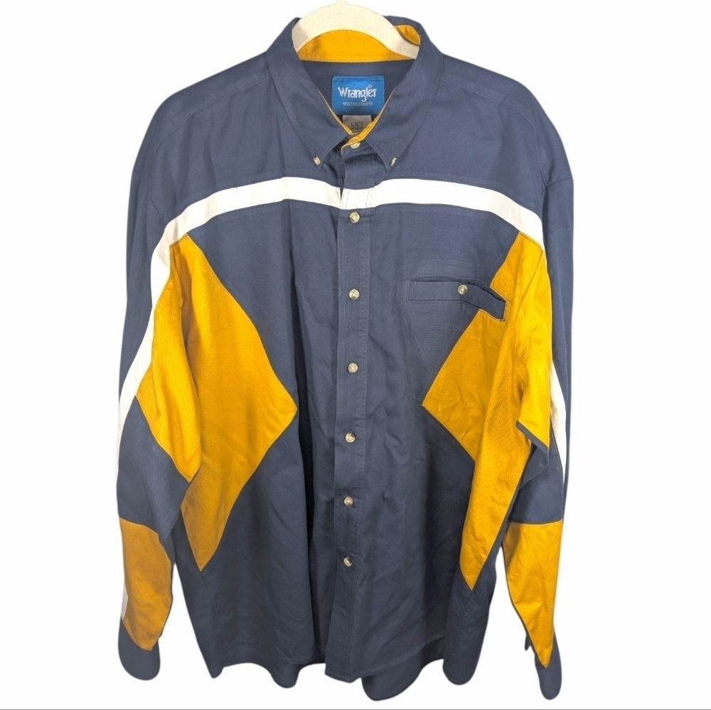 Vintage Wrangler Western Cowboy Rancher Long Sleeve Button Down Shirt Size XL